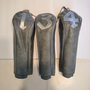 Set of 3 Vtg 60s 70s Vinyl Golf Club Headcovers Set 1 3 4 Gray Silver RC Logo